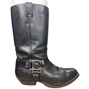 Boulet Men's Black Leather Wide Harness Biker Boots Size 10 E